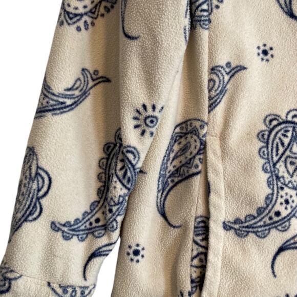 Boys Youth Free Assembly White Blue Paisley Collared Snap Button Shacket 10/12 - Picture 9 of 15